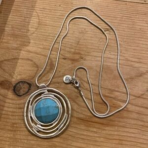 The Sak large silver faux turquoise necklace